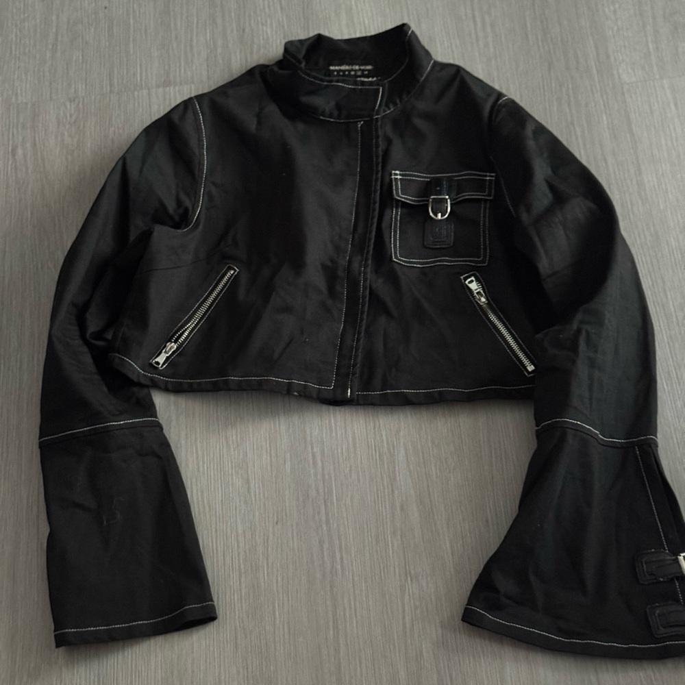 Maniere De Voir Black Cropped Utility Jacket with matching skirt! LIKE NEW - Picture 2 of 5